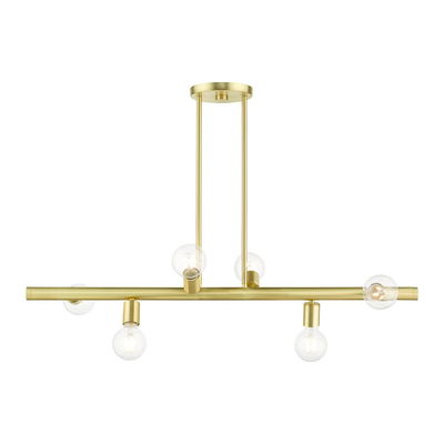 Bannister 6 Light Satin Brass Linear Chandelier