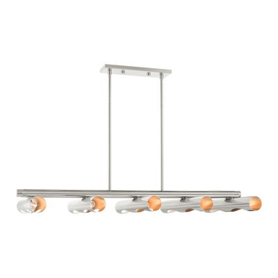 Novato 10 Light Brushed Nickel Linear Chandelier
