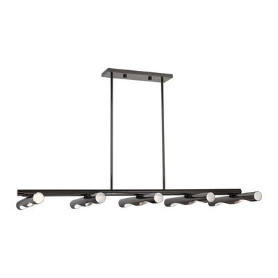 Acra 10 Light Black Chrome Linear Chandelier