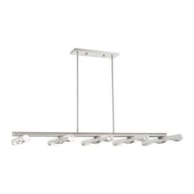 Acra 10 Light Brushed Nickel Linear Chandelier
