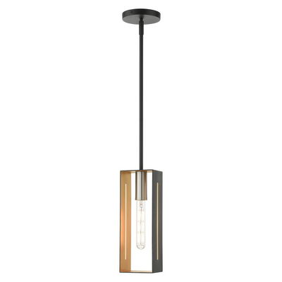 Soma 1 Light Textured Black with Brushed Nickel Accents Pendant