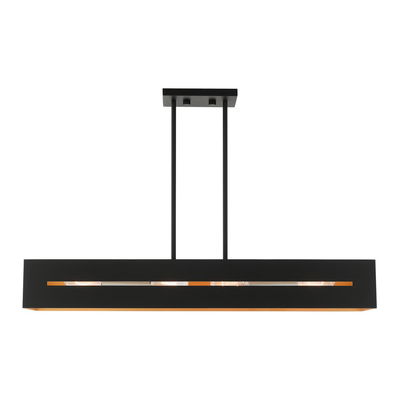 Soma 4 Light Textured Black with Brushed Nickel Accents Linear Chandelier