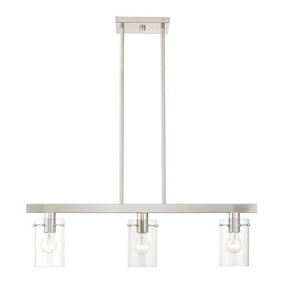 Munich 3 Light Brushed Nickel Linear Chandelier
