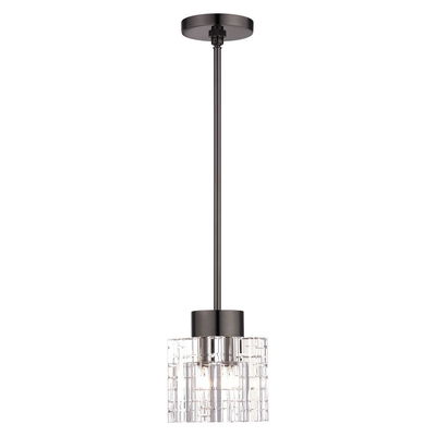 Rotterdam 1 Light Black Chrome Crystal Single Pendant