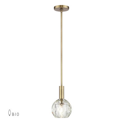 Whitfield 1 Light Natural Brass Crystal Pendant