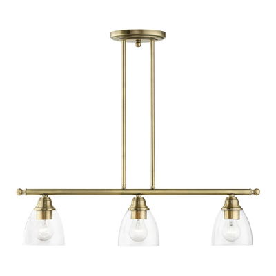 Montgomery 3 Light Antique Brass Linear Chandelier