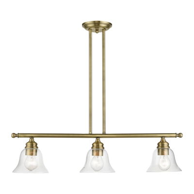 Moreland 3 Light Antique Brass Linear Chandelier