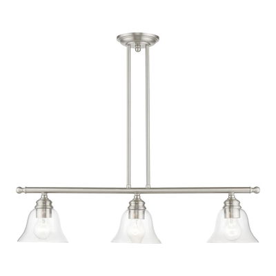 Moreland 3 Light Brushed Nickel Linear Chandelier