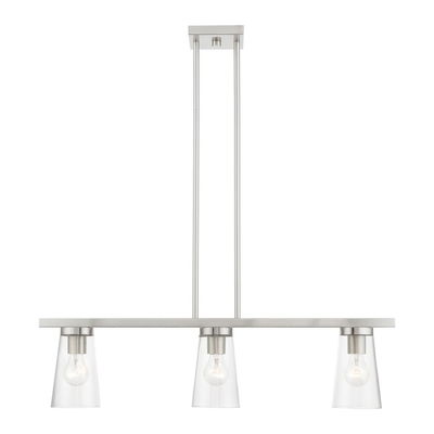 Cityview 3 Light Brushed Nickel Linear Chandelier