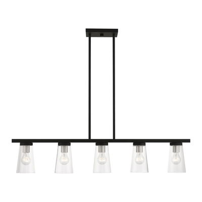 Cityview 5 Light Black with Brushed Nickel Accents Linear Chandelier
