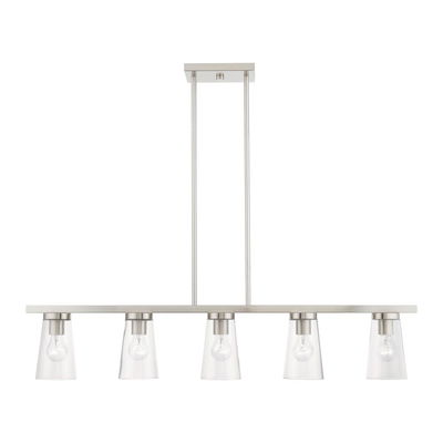 Cityview 5 Light Brushed Nickel Linear Chandelier