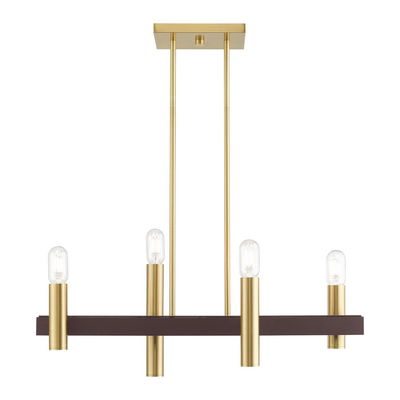 Helsinki 4 Light Satin Brass & Bronze Linear Chandelier