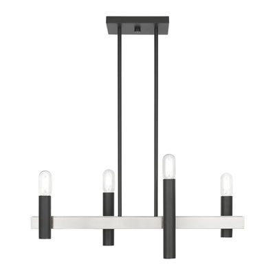 Helsinki 4 Light Scandinavian Gray & Brushed Nickel Linear Chandelier