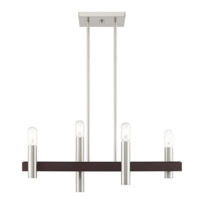 Helsinki 4 Light Brushed Nickel & Bronze Linear Chandelier