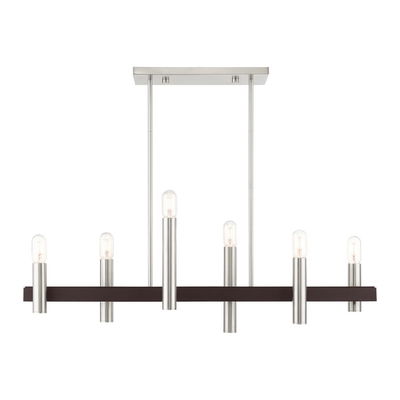 Helsinki 6 Light Brushed Nickel & Bronze Linear Chandelier
