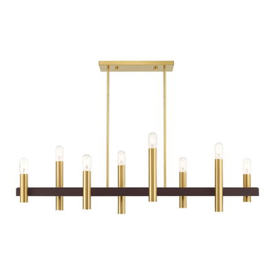 Helsinki 8 Light Satin Brass & Bronze Linear Chandelier