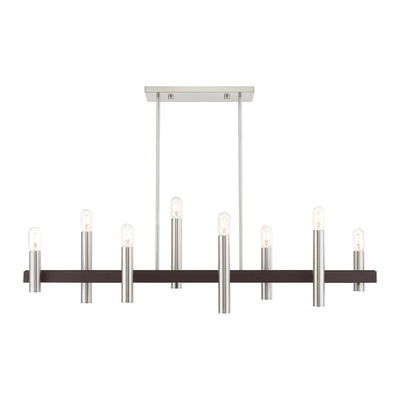 Helsinki 8 Light Brushed Nickel & Bronze Linear Chandelier