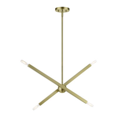 Monaco 4 Light Antique Brass Linear Chandelier