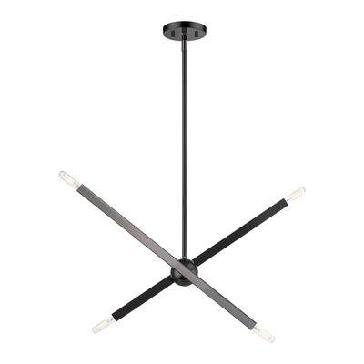 Monaco 4 Light Black Chrome Linear Chandelier