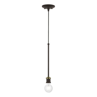 Lansdale 1 Light Bronze with Antique Brass Accents Single Pendant