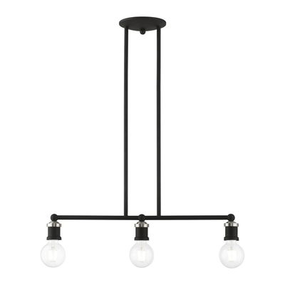 Lansdale 3 Light Black with Brushed Nickel Accents Linear Chandelier