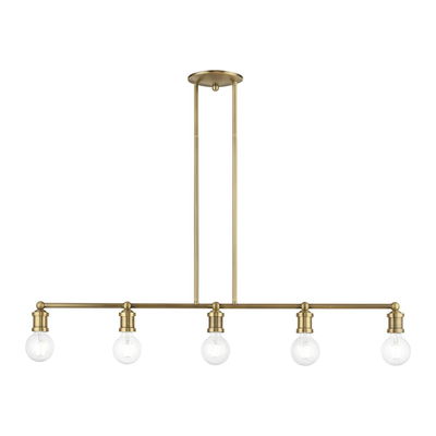 Lansdale 5 Light Antique Brass Large Linear Chandelier