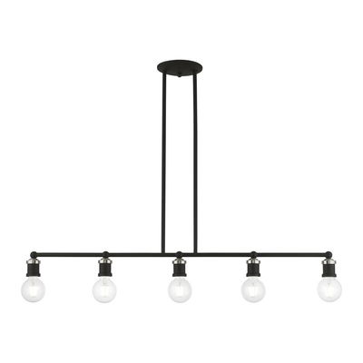Lansdale 5 Light Black with Brushed Nickel Accents Large Linear Chandelier
