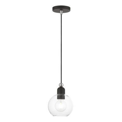 Downtown 1 Light Black with Brushed Nickel Accents Sphere Mini Pendant