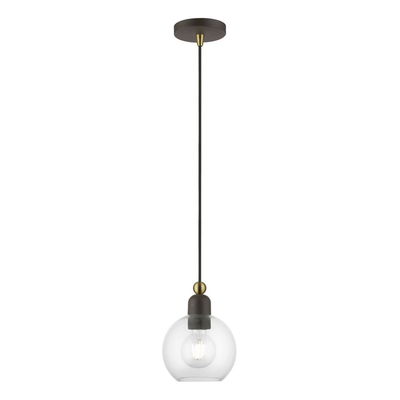 Downtown 1 Light Bronze with Antique Brass Accents Sphere Mini Pendant