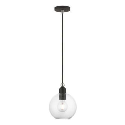 Downtown 1 Light Black with Brushed Nickel Accents Sphere Pendant