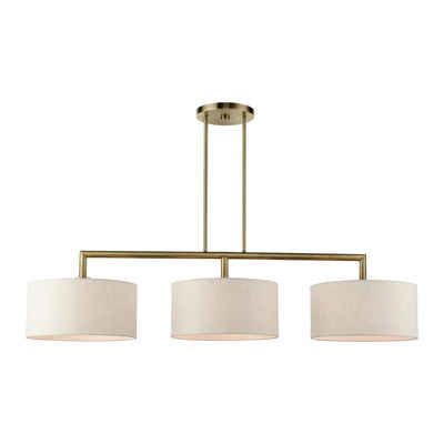Monroe 3 Light Antique Brass Linear Chandelier