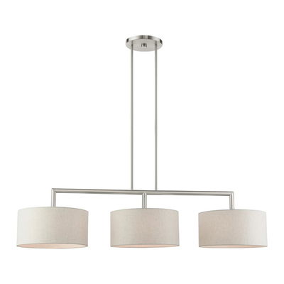 Meridian 3 Light Brushed Nickel Linear Chandelier
