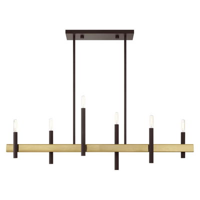 Denmark 6 Light Bronze Linear Chandelier 