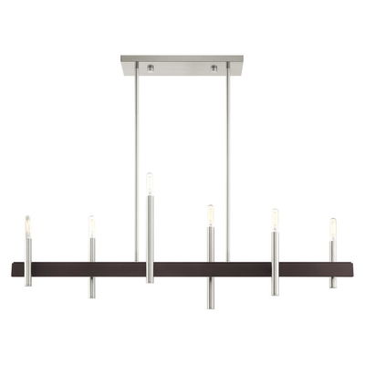 Denmark 6 Light Brushed Nickel Linear Chandelier