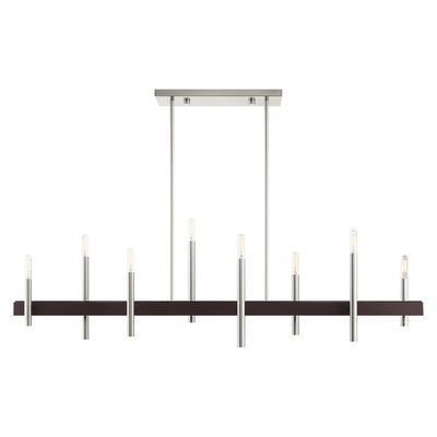 Denmark 8 Light Brushed Nickel Linear Chandelier