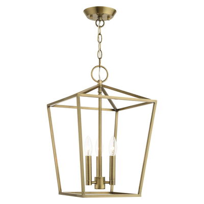 Devone 3 Light Antique Brass Convertible Lantern 