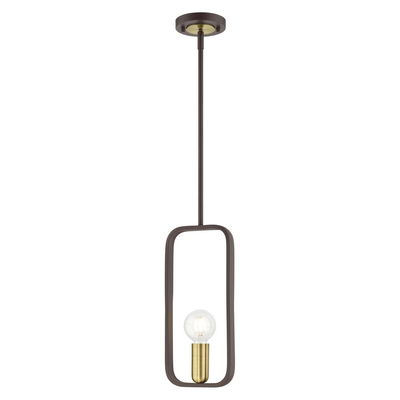 Bergamo 1 Light Bronze with Antique Brass Accents Pendant