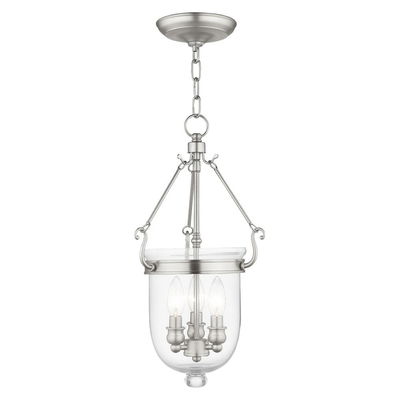 Jefferson 3 Light Brushed Nickel Chain Lantern 