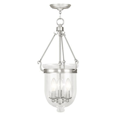 Jefferson 3 Light Brushed Nickel Chain Lantern 