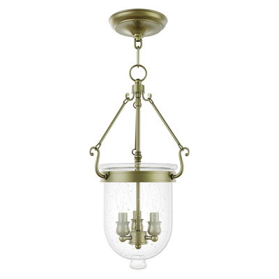 Jefferson 3 Light Antique Brass Chain Lantern 