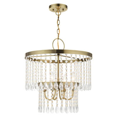 Elizabeth 4 Light Antique Brass Pendant Chandelier