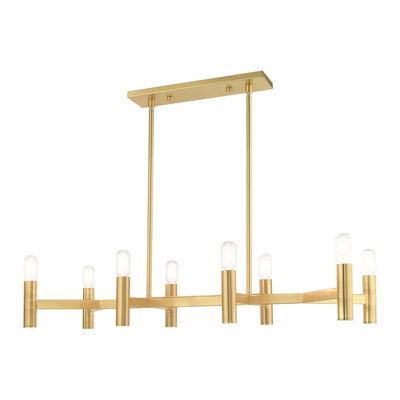 Copenhagen 8 Light Satin Brass Linear Chandelier