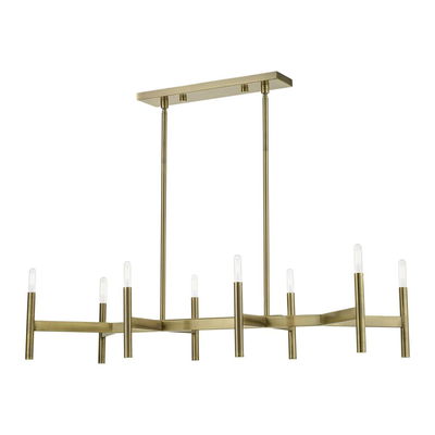 Copenhagen 8-Light Antique Brass Linear Chandelier