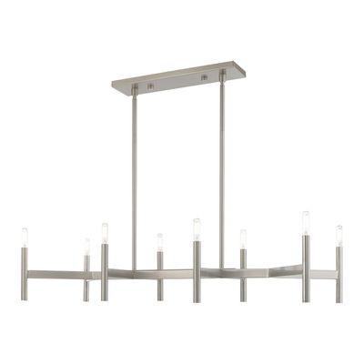 Copenhagen 8 Light Brushed Nickel Linear Chandelier