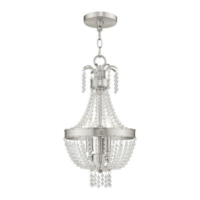 Valentina 3 Light Brushed Nickel Single Pendant