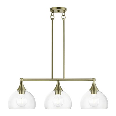 Glendon 3 Light Antique Brass Linear Chandelier
