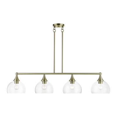 Glendon 4 Light Antique Brass Large Linear Chandelier