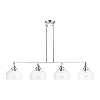 Glendon 4 Light Brushed Nickel Large Linear Chandelier