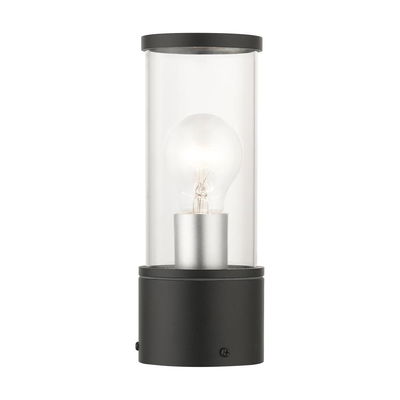 Atlantic 2 Light Textured Black Outdoor Small Post Top Lantern with Antique Silver Finish Accents