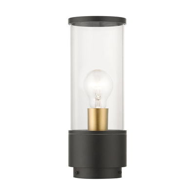 Atlantic 2 Light Bronze Outdoor Medium Post Top Lantern with Antique Gold Finish Accents